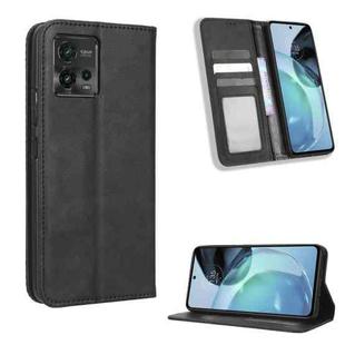 For Motorola Moto G72 4G Magnetic Buckle Retro Texture Leather Phone Case(Black)