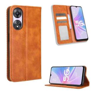 For OPPO A58 5G Magnetic Buckle Retro Texture Leather Phone Case(Brown)
