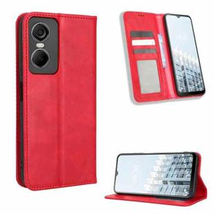 For Tecno Pop 6 Pro BE8 Magnetic Buckle Retro Texture Leather Phone Case(Red)