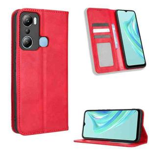 For Infinix Hot 20i Magnetic Buckle Retro Texture Leather Phone Case(Red)