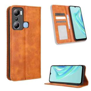 For Infinix Hot 20i Magnetic Buckle Retro Texture Leather Phone Case(Brown)