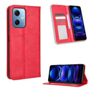 For Xiaomi Redmi Note 12 5G Magnetic Buckle Retro Texture Leather Phone Case(Red)