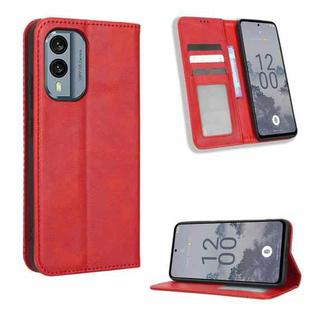 For Nokia X30 5G Magnetic Buckle Retro Texture Leather Phone Case(Red)