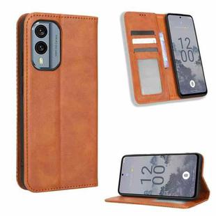 For Nokia X30 5G Magnetic Buckle Retro Texture Leather Phone Case(Brown)