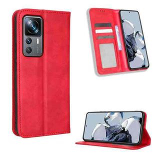 For Xiaomi 12T Pro Magnetic Buckle Retro Texture Leather Phone Case(Red)