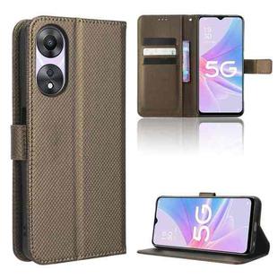 For OPPO A58 5G Diamond Texture Leather Phone Case(Brown)