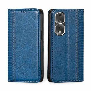 For Honor 80 Pro Grid Texture Magnetic Flip Leather Phone Case(Blue)