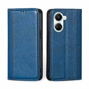 For Huawei nova 10 SE Grid Texture Magnetic Flip Leather Phone Case(Blue)