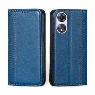For OPPO A58 5G Grid Texture Magnetic Flip Leather Phone Case(Blue)