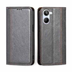 For Realme 10 4G Grid Texture Magnetic Flip Leather Phone Case(Grey)