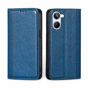 For Realme 10 4G Grid Texture Magnetic Flip Leather Phone Case(Blue)