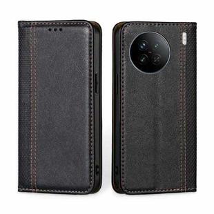 For vivo X90 Grid Texture Magnetic Flip Leather Phone Case(Black)
