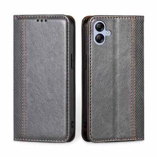 For Samsung Galaxy A04e 4G Grid Texture Magnetic Flip Leather Phone Case(Grey)