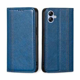 For Samsung Galaxy A04e 4G Grid Texture Magnetic Flip Leather Phone Case(Blue)