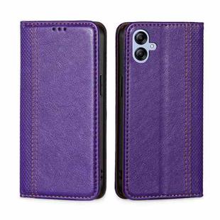 For Samsung Galaxy A04e 4G Grid Texture Magnetic Flip Leather Phone Case(Purple)