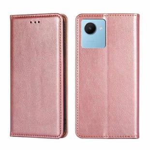 For Realme C30s Gloss Oil Solid Color Magnetic Leather Phone Case(Rose Gold)