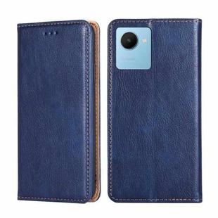 For Realme C30s Gloss Oil Solid Color Magnetic Leather Phone Case(Blue)
