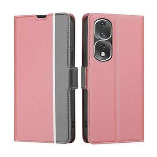 For Honor 80 Pro Twill Texture Side Buckle Leather Phone Case(Pink)