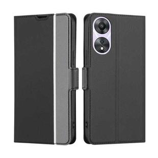 For OPPO A58 5G Twill Texture Side Buckle Leather Phone Case(Black)