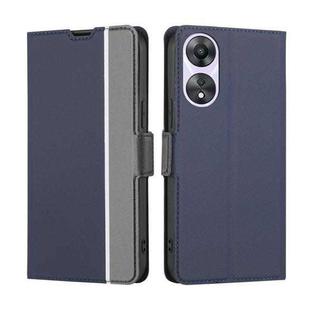 For OPPO A58 5G Twill Texture Side Buckle Leather Phone Case(Blue)