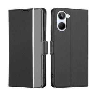 For Realme 10 4G Twill Texture Side Buckle Leather Phone Case(Black)
