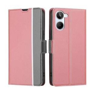 For Realme 10 4G Twill Texture Side Buckle Leather Phone Case(Pink)
