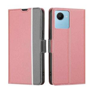 For Realme C30s Twill Texture Side Buckle Leather Phone Case(Pink)