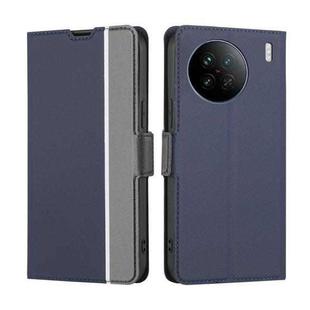 For vivo X90 Twill Texture Side Buckle Leather Phone Case(Blue)