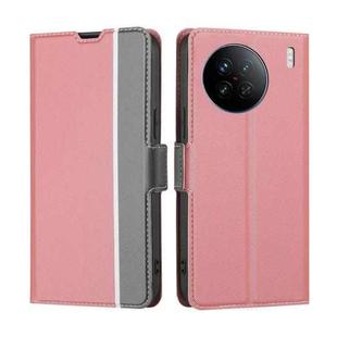 For vivo X90 Twill Texture Side Buckle Leather Phone Case(Pink)
