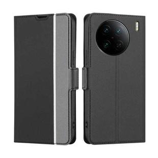 For vivo X90 Pro+ Twill Texture Side Buckle Leather Phone Case(Black)
