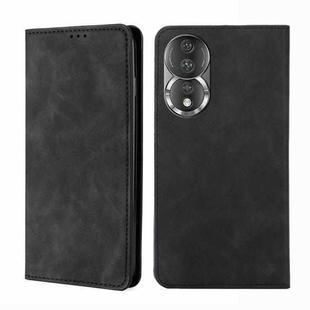 For Honor 80 Skin Feel Magnetic Horizontal Flip Leather Phone Case(Black)