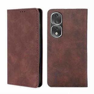 For Honor 80 Pro Skin Feel Magnetic Horizontal Flip Leather Phone Case(Dark Brown)
