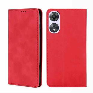 For OPPO A58 5G Skin Feel Magnetic Horizontal Flip Leather Phone Case(Red)