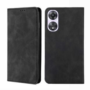 For OPPO A58 5G Skin Feel Magnetic Horizontal Flip Leather Phone Case(Black)