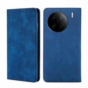 For vivo X90 Pro+ Skin Feel Magnetic Horizontal Flip Leather Phone Case(Blue)