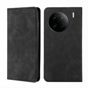 For vivo X90 Pro+ Skin Feel Magnetic Horizontal Flip Leather Phone Case(Black)