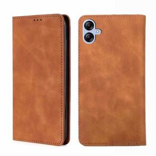 For Samsung Galaxy A04e 4G Skin Feel Magnetic Horizontal Flip Leather Phone Case(Light Brown)