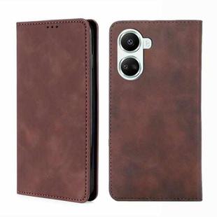 For Huawei nova 10 SE Skin Feel Magnetic Horizontal Flip Leather Phone Case(Dark Brown)