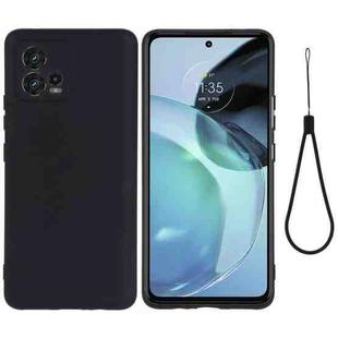 For Motorola Moto G72 Pure Color Liquid Silicone Shockproof Full Coverage Phone Case(Black)