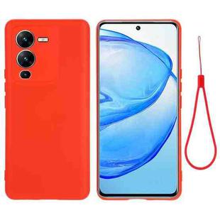 For vivo V25 Pro Global Pure Color Liquid Silicone Shockproof Full Coverage Phone Case(Red)