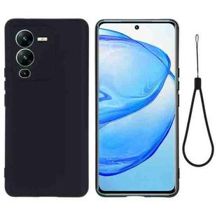 For vivo V25 Pro Global Pure Color Liquid Silicone Shockproof Full Coverage Phone Case(Black)