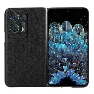 For OPPO Find N2 Two-color Litchi Texture PU Phone Case(Black)