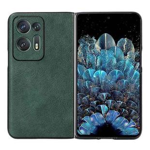 For OPPO Find N2 Two-color Litchi Texture PU Phone Case(Green)