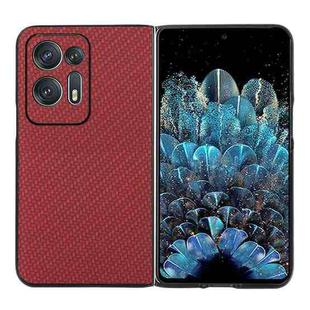 For OPPO Find N2 Carbon Fiber Texture Shockproof Phone Case(Red)