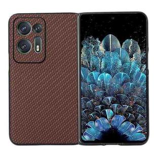 For OPPO Find N2 Carbon Fiber Texture Shockproof Phone Case(Brown)