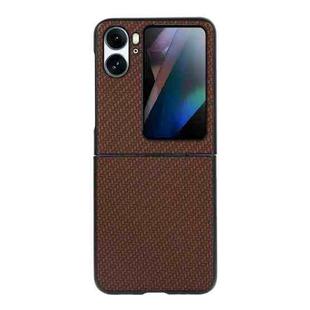 For OPPO Find N2 Flip Carbon Fiber Texture Shockproof Phone Case(Brown)