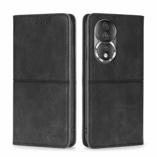 For Honor 80 Cow Texture Magnetic Horizontal Flip Leather Phone Case(Black)