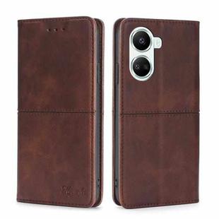 For Huawei nova 10 SE Cow Texture Magnetic Horizontal Flip Leather Phone Case(Dark Brown)