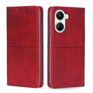 For Huawei nova 10 SE Cow Texture Magnetic Horizontal Flip Leather Phone Case(Red)