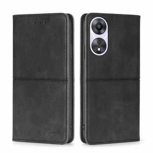 For OPPO A58 5G Cow Texture Magnetic Horizontal Flip Leather Phone Case(Black)